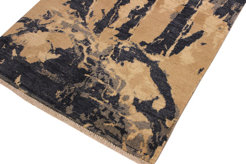 handmade Modern Kafkaz Gray Ivory Hand Knotted RECTANGLE 100% WOOL area rug 4' x 6'