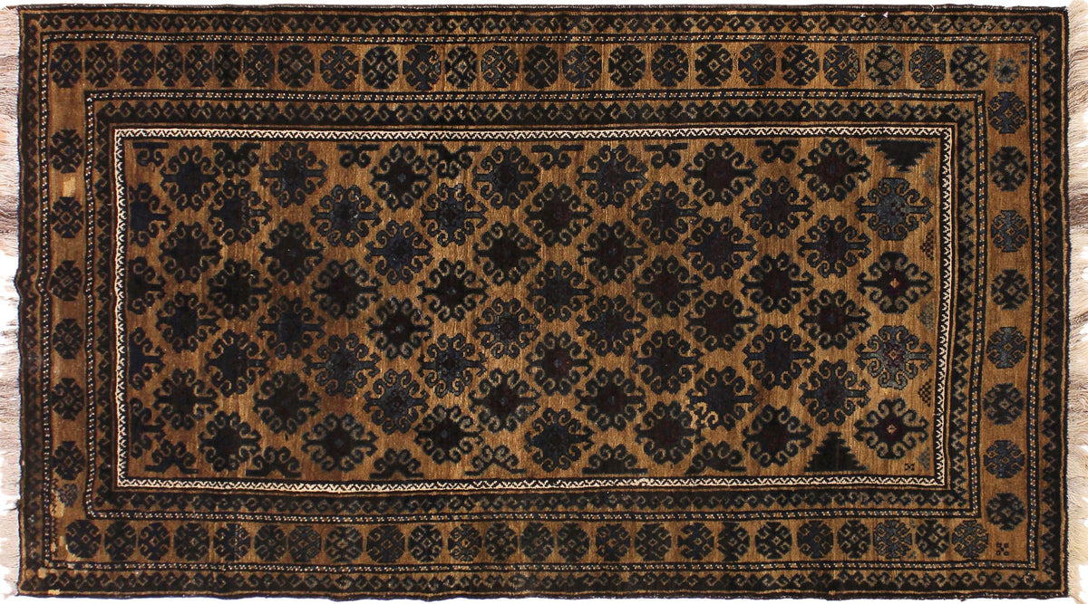 handmade Geometric Balouchi Tan Blue Hand Knotted RECTANGLE 100% WOOL area rug 5x8