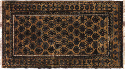 handmade Geometric Balouchi Tan Blue Hand Knotted RECTANGLE 100% WOOL area rug 5x8