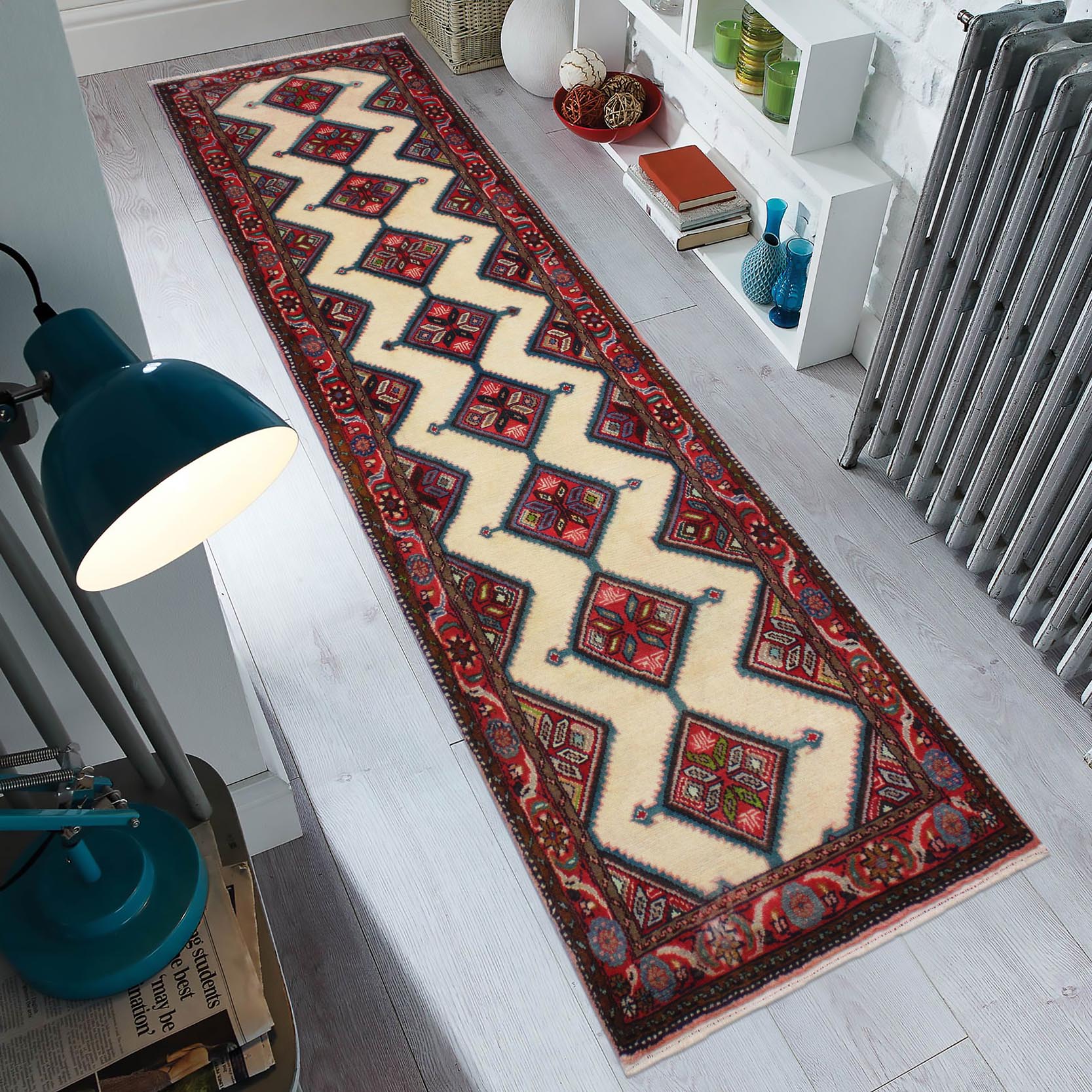 handmade Traditional Antique Ivory Red Hand Knotted RUNNER 100% WOOL area rug 3 x 10