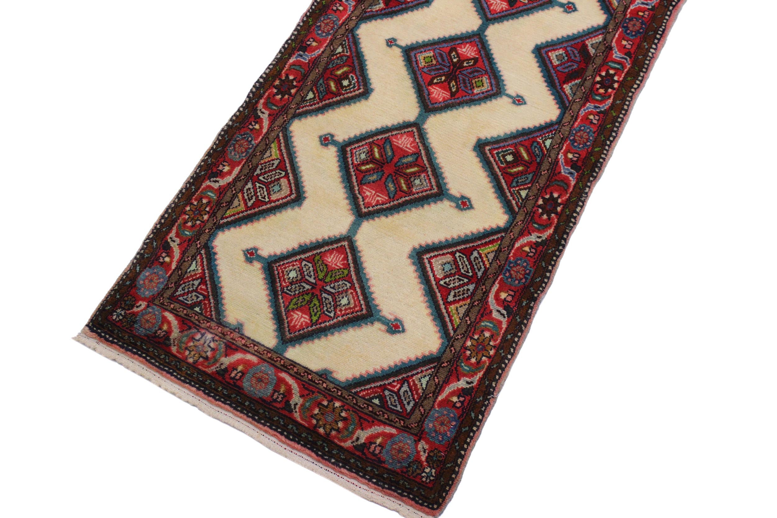 handmade Traditional Antique Ivory Red Hand Knotted RUNNER 100% WOOL area rug 3 x 10