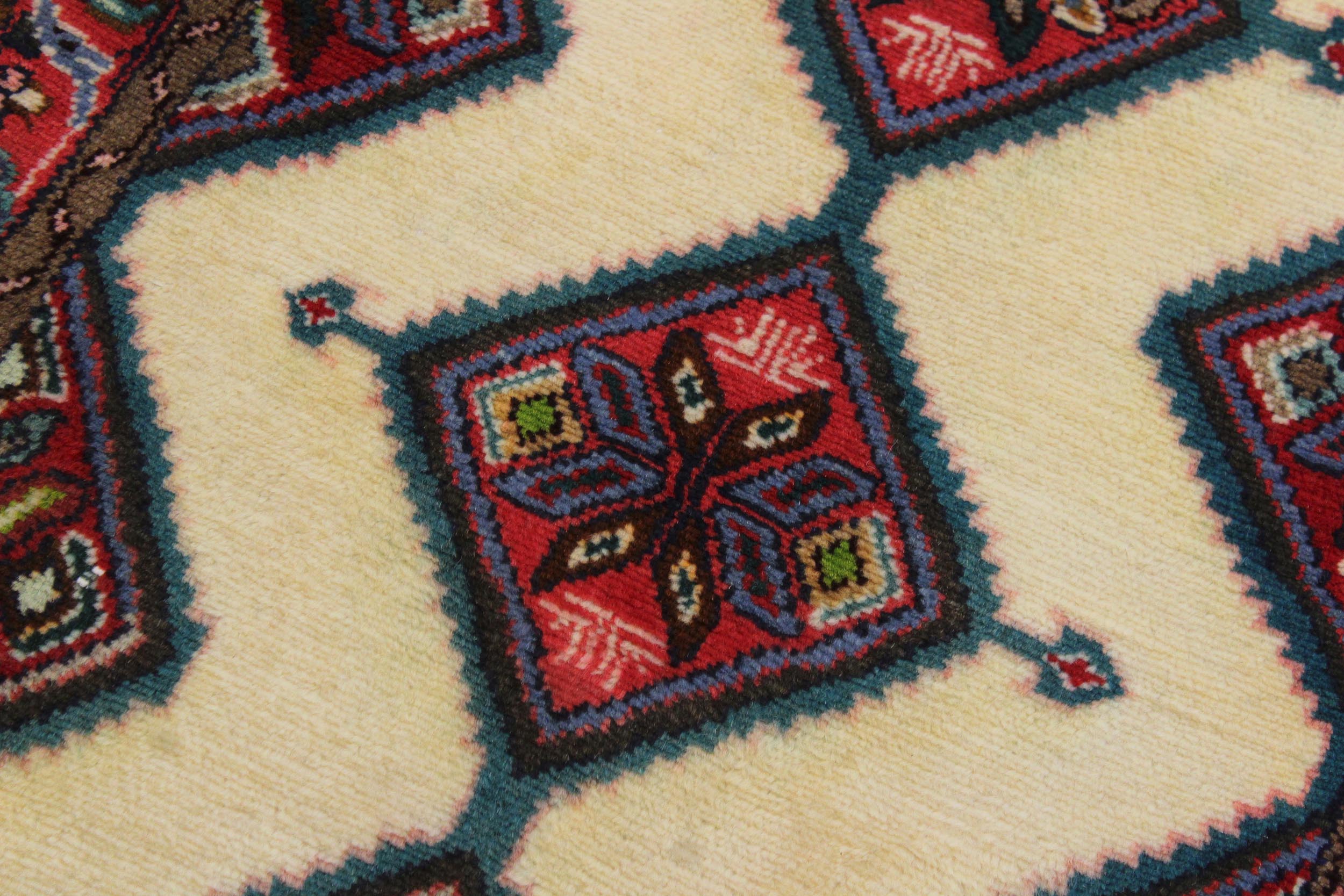 handmade Traditional Antique Ivory Red Hand Knotted RUNNER 100% WOOL area rug 3 x 10