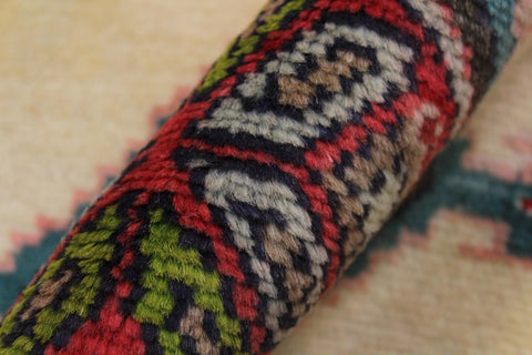 handmade Traditional Antique Ivory Red Hand Knotted RUNNER 100% WOOL area rug 3 x 10