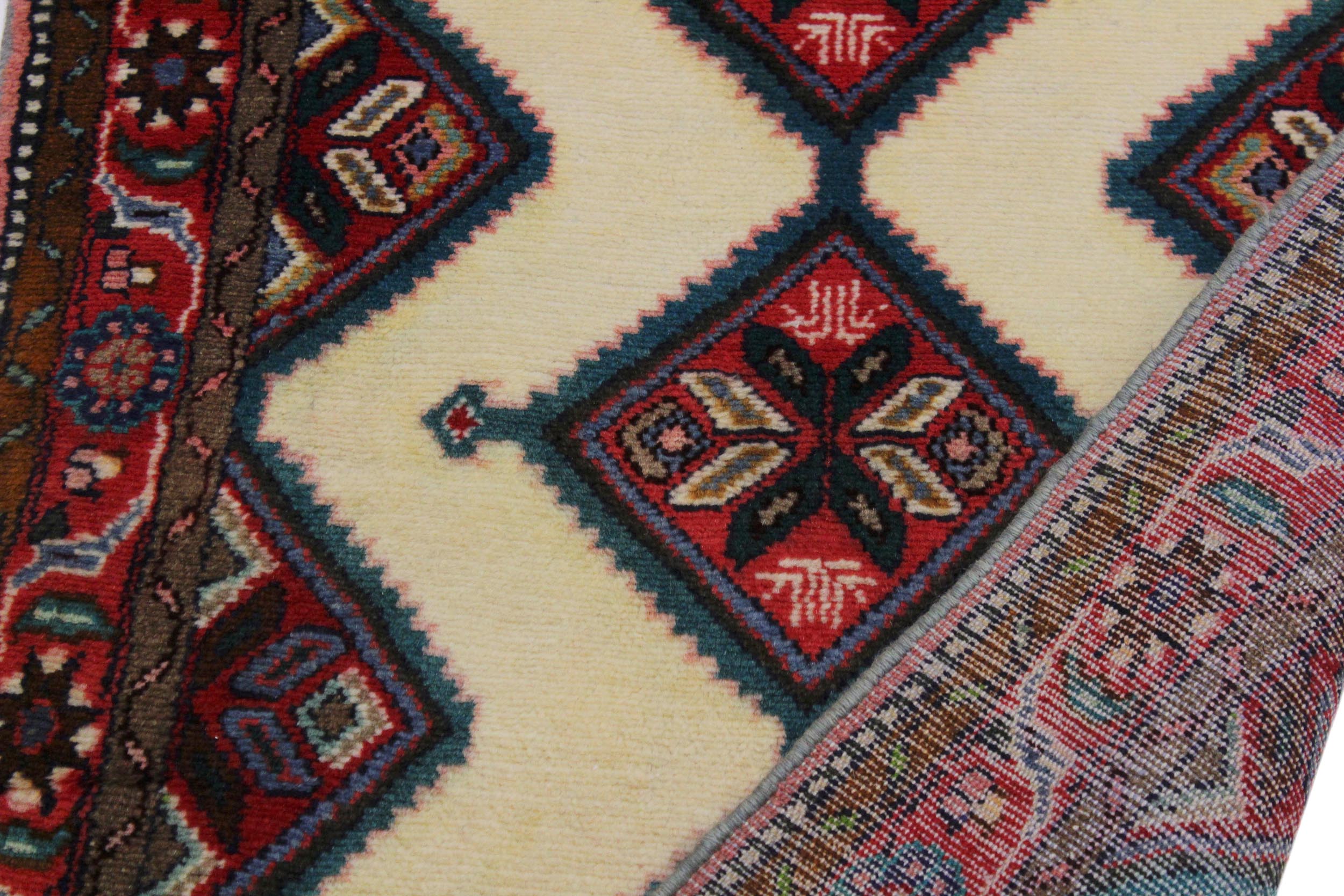 handmade Traditional Antique Ivory Red Hand Knotted RUNNER 100% WOOL area rug 3 x 10