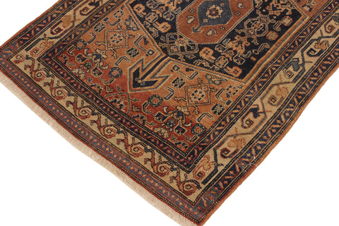 handmade Geometric Antique Kazak Antique Brown Blue Hand Knotted RECTANGLE 100% WOOL area rug 3x5