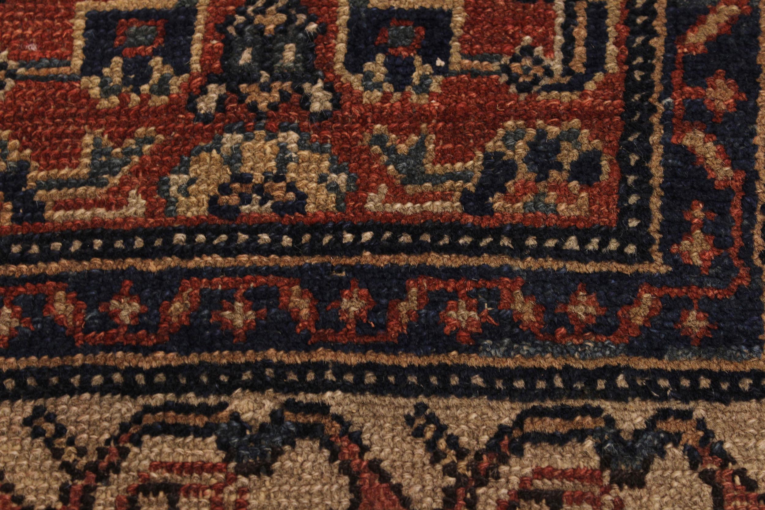 handmade Geometric Antique Kazak Antique Brown Blue Hand Knotted RECTANGLE 100% WOOL area rug 3x5