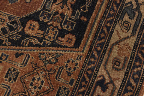 handmade Geometric Antique Kazak Antique Brown Blue Hand Knotted RECTANGLE 100% WOOL area rug 3x5