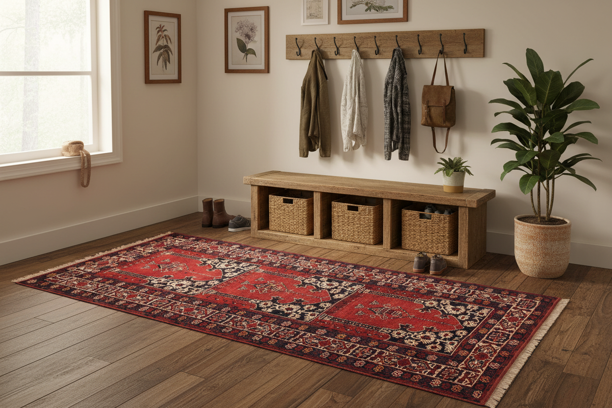 handmade Traditional Antique Antique Rust Blue Hand Knotted Runner 100% WOOL area rug 4x7
