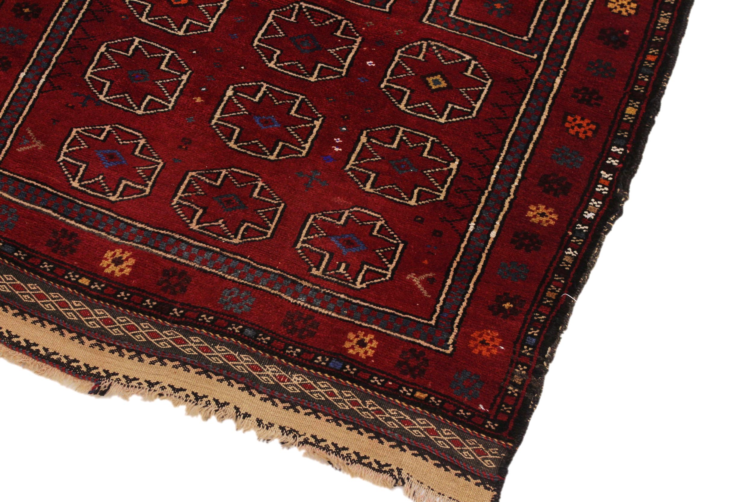 handmade Geometric Antique Balouchi Rust Tan Hand Knotted RECTANGLE 100% WOOL area rug 3x4