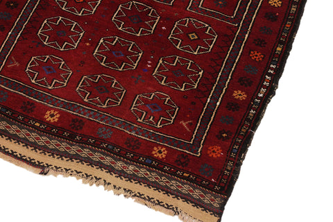 handmade Geometric Antique Balouchi Rust Tan Hand Knotted RECTANGLE 100% WOOL area rug 3x4