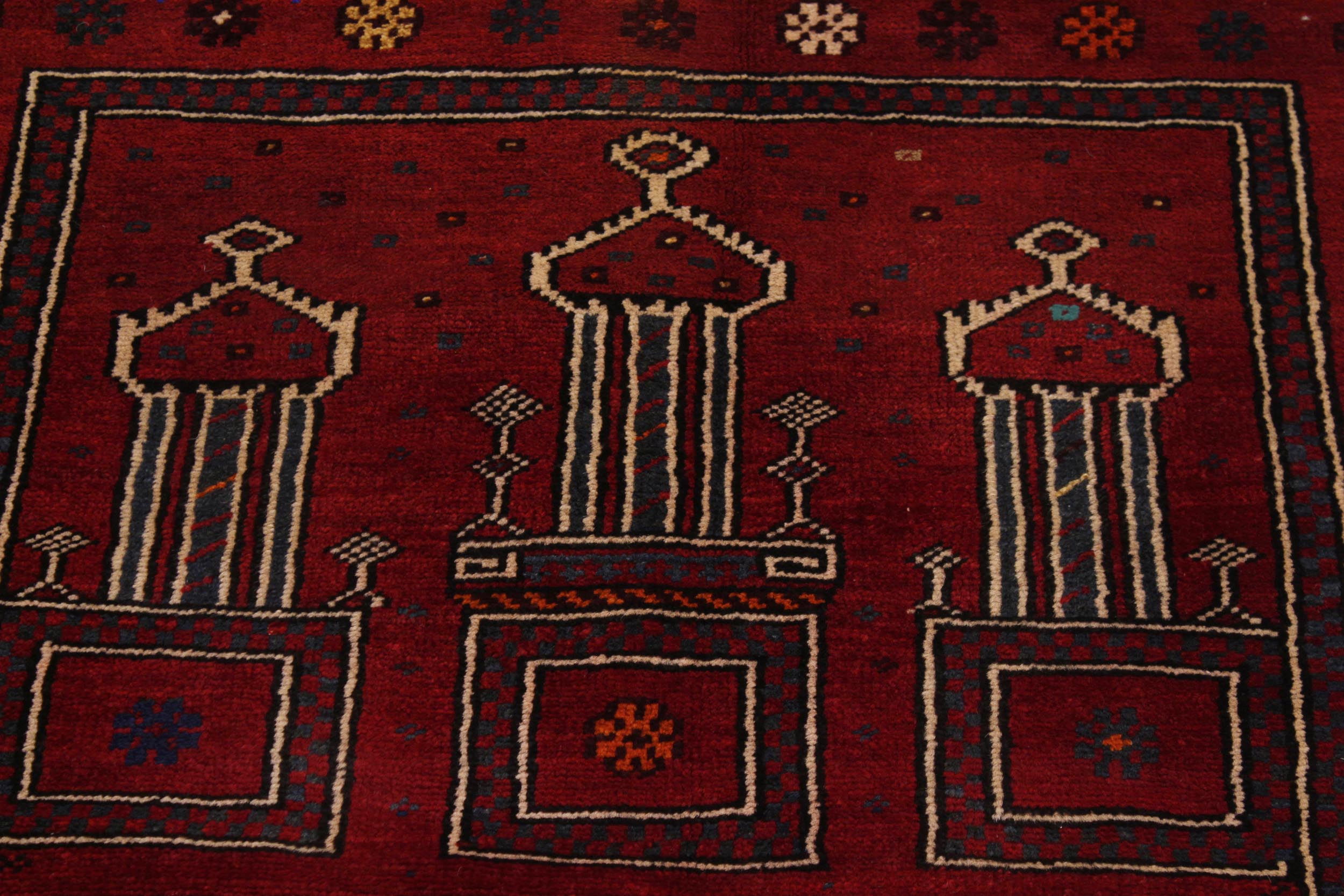 handmade Geometric Antique Balouchi Rust Tan Hand Knotted RECTANGLE 100% WOOL area rug 3x4