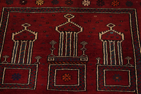 handmade Geometric Antique Balouchi Rust Tan Hand Knotted RECTANGLE 100% WOOL area rug 3x4