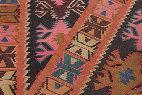 handmade Geometric Kilim Rose Ivory Hand Knotted RUNNER 100% WOOL area rug 5' x 13'