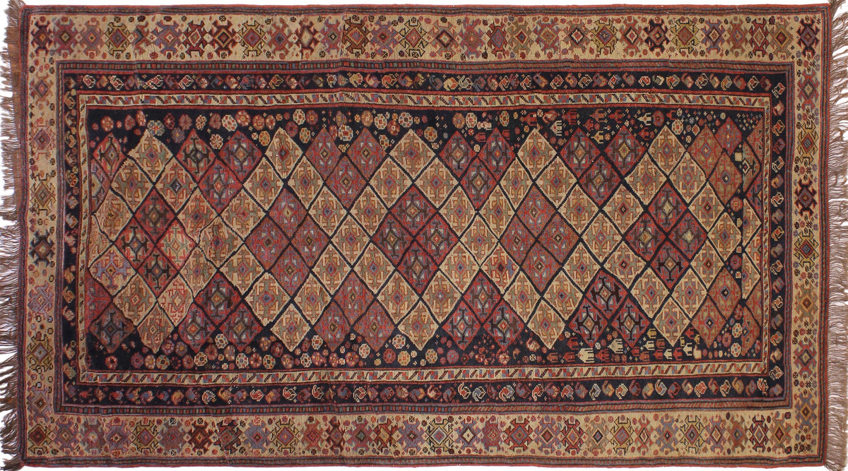 handmade Geometric Antique Kazak Antique Tan Rust Hand Knotted RECTANGLE 100% WOOL area rug 5x9