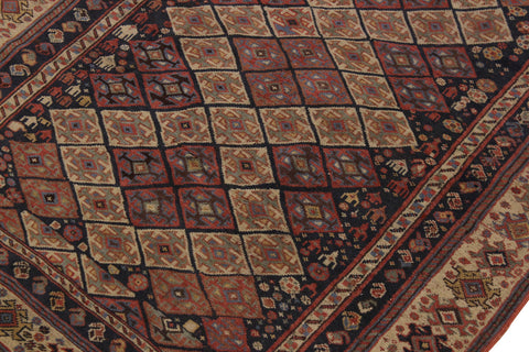handmade Geometric Antique Kazak Antique Tan Rust Hand Knotted RECTANGLE 100% WOOL area rug 5x9