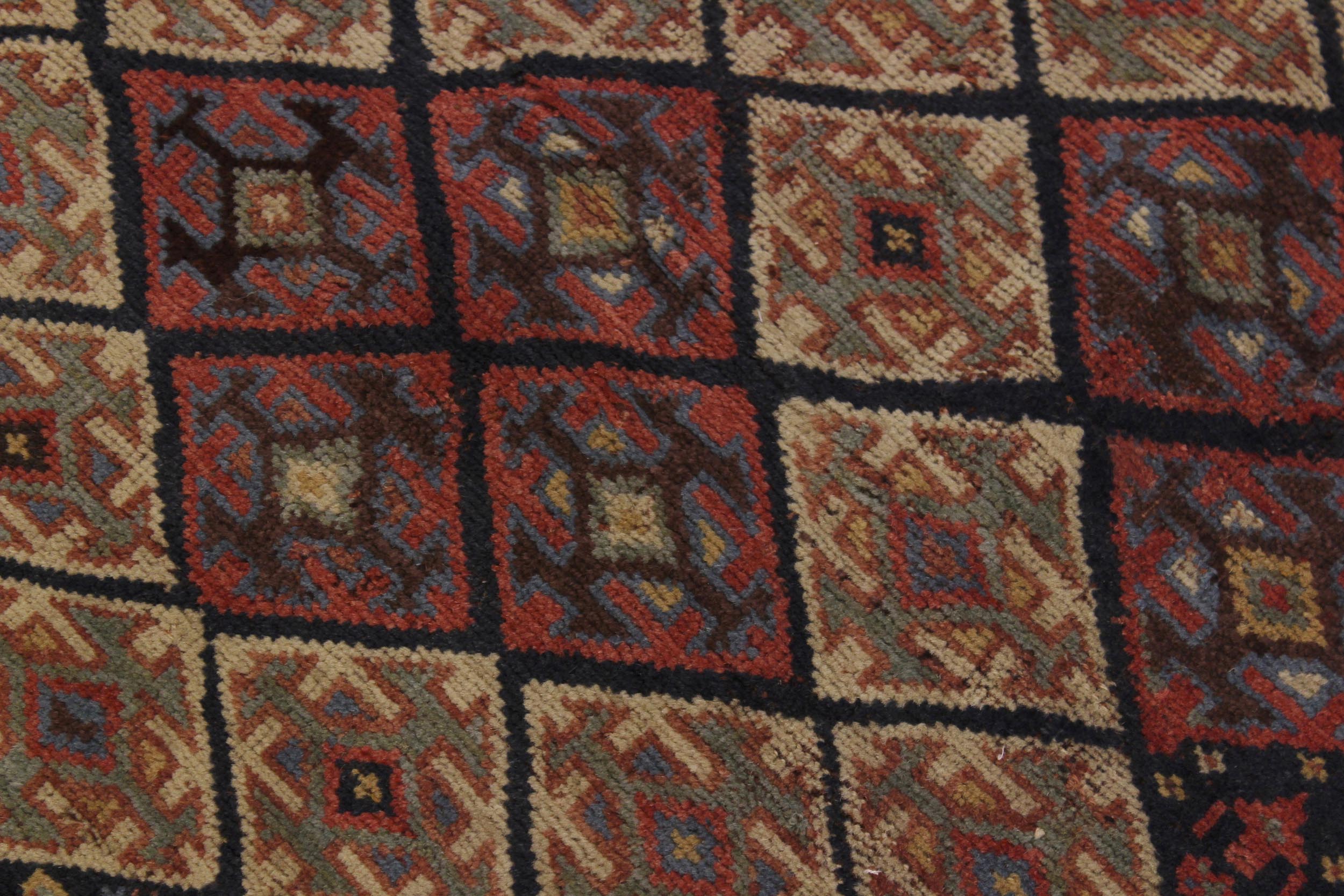 handmade Geometric Antique Kazak Antique Tan Rust Hand Knotted RECTANGLE 100% WOOL area rug 5x9