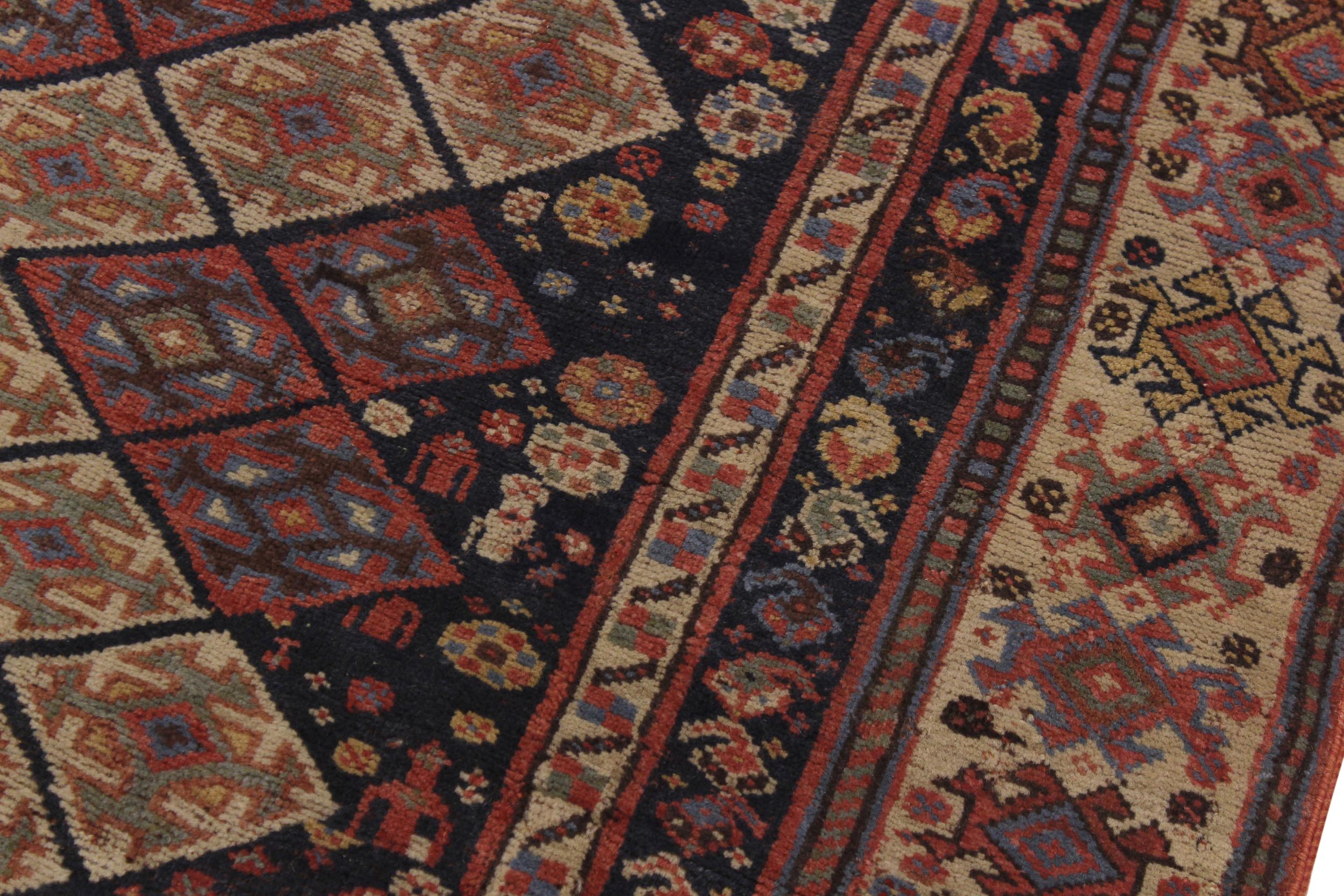 handmade Geometric Antique Kazak Antique Tan Rust Hand Knotted RECTANGLE 100% WOOL area rug 5x9