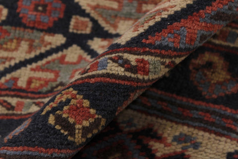 handmade Geometric Antique Kazak Antique Tan Rust Hand Knotted RECTANGLE 100% WOOL area rug 5x9