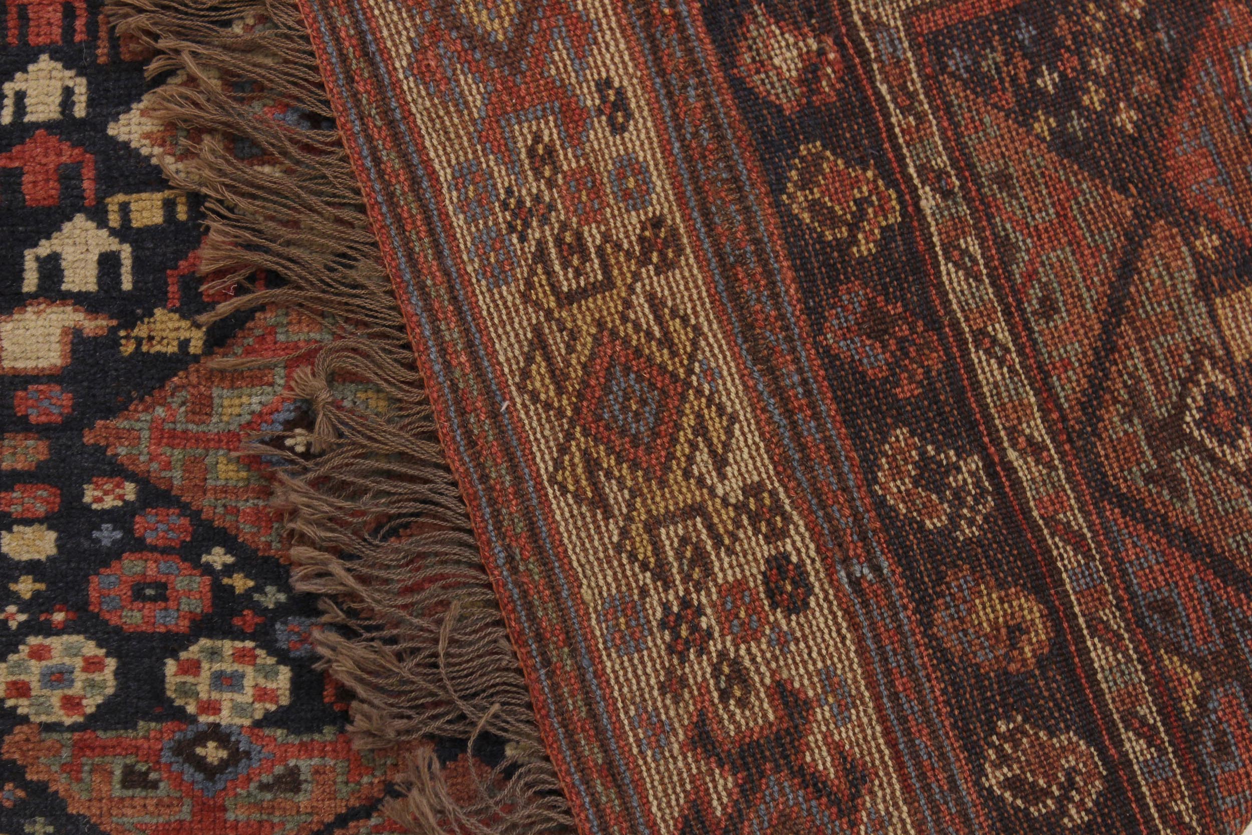 handmade Geometric Antique Kazak Antique Tan Rust Hand Knotted RECTANGLE 100% WOOL area rug 5x9