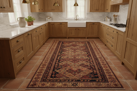 handmade Geometric Antique Kazak Antique Tan Rust Hand Knotted RECTANGLE 100% WOOL area rug 5x9