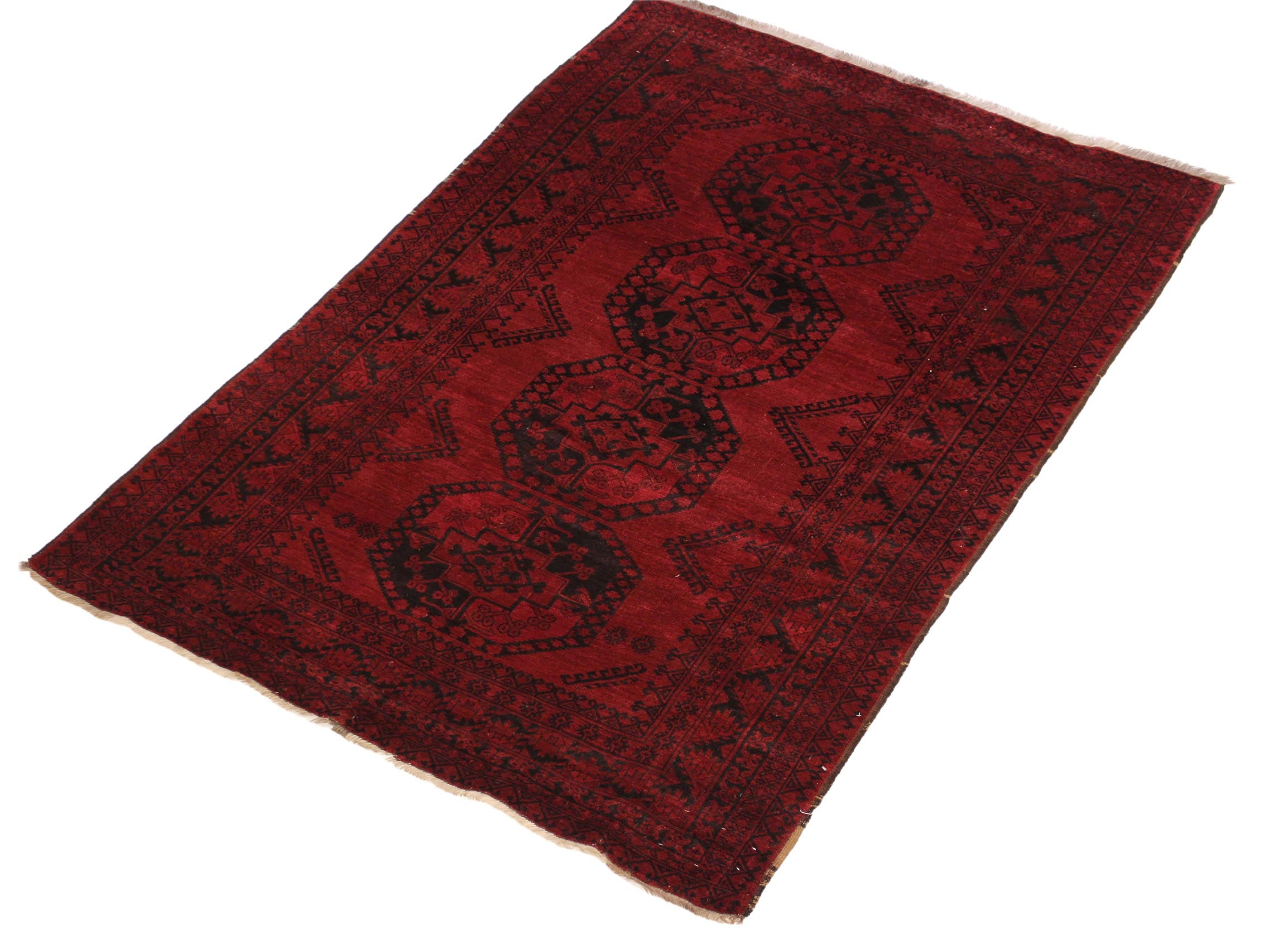 handmade Geometric Antique Bokhara Rust Blue Hand Knotted RECTANGLE 100% WOOL area rug 5x7