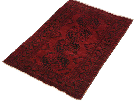 handmade Geometric Antique Bokhara Rust Blue Hand Knotted RECTANGLE 100% WOOL area rug 5x7