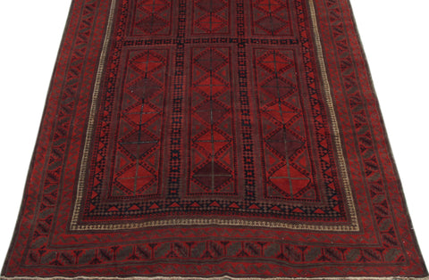 handmade Geometric Balouchi Rust Blue Hand Knotted RECTANGLE 100% WOOL area rug 7x11