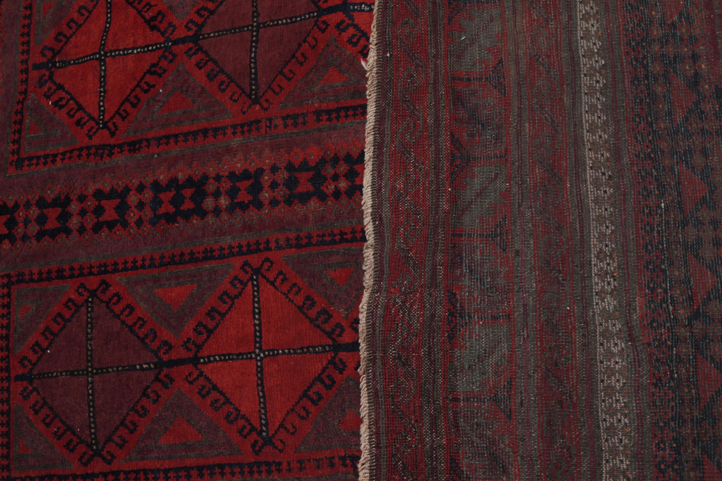 handmade Geometric Balouchi Rust Blue Hand Knotted RECTANGLE 100% WOOL area rug 7x11