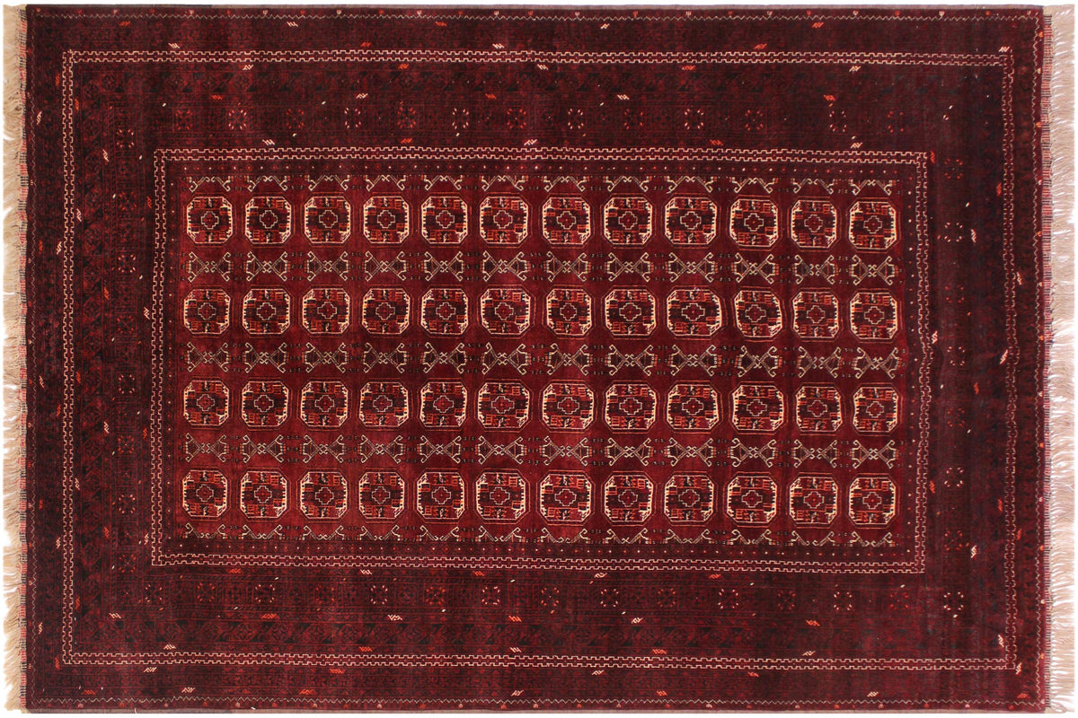 handmade Geometric Antique Khal Muhamm Rust Ivory Hand Knotted RECTANGLE 100% WOOL area rug 7x9