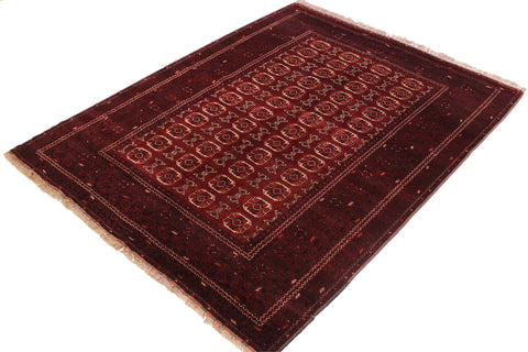 handmade Geometric Antique Khal Muhamm Rust Ivory Hand Knotted RECTANGLE 100% WOOL area rug 7x9