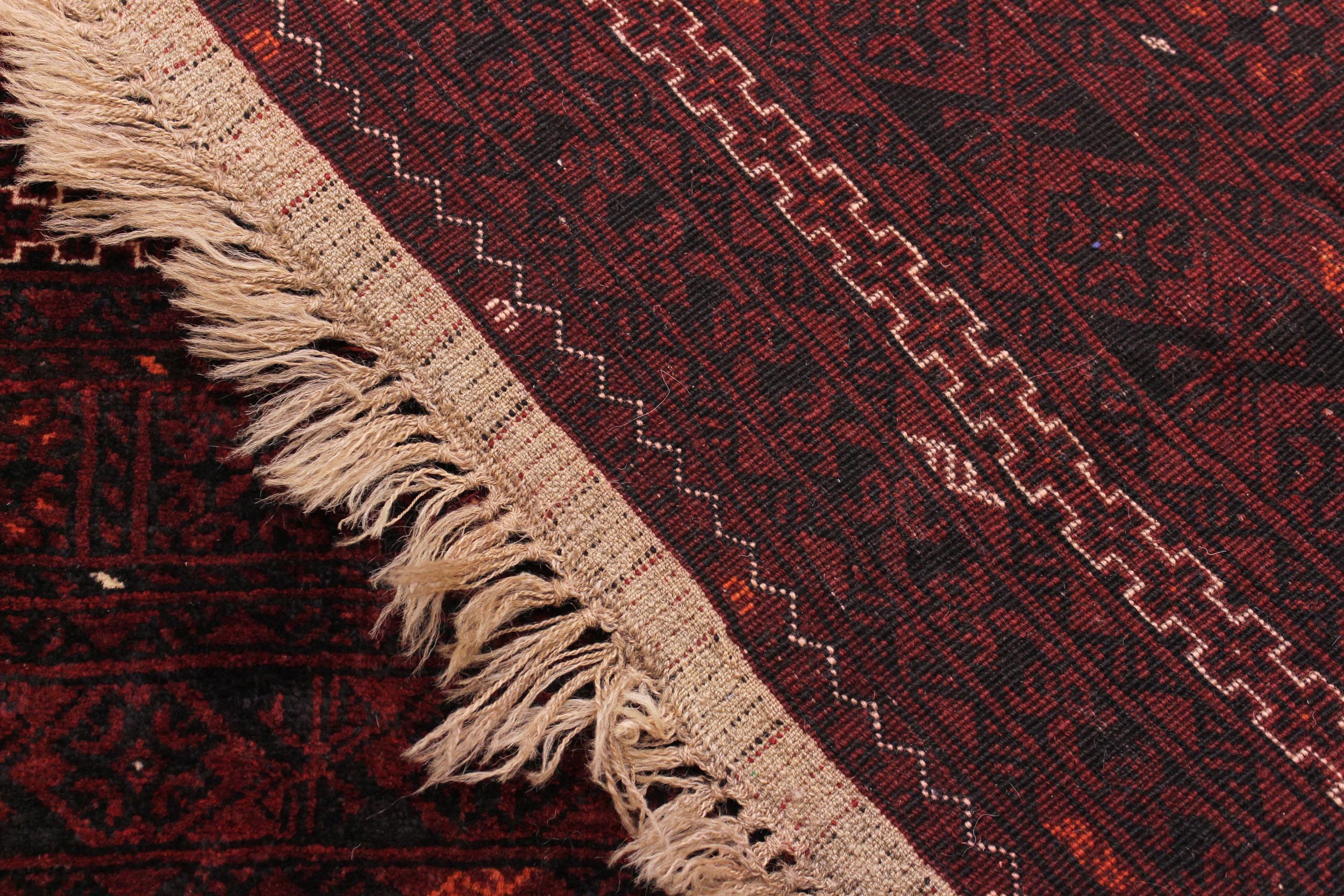 handmade Geometric Antique Khal Muhamm Rust Ivory Hand Knotted RECTANGLE 100% WOOL area rug 7x9