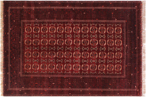 handmade Geometric Antique Khal Muhamm Rust Ivory Hand Knotted RECTANGLE 100% WOOL area rug 7x9