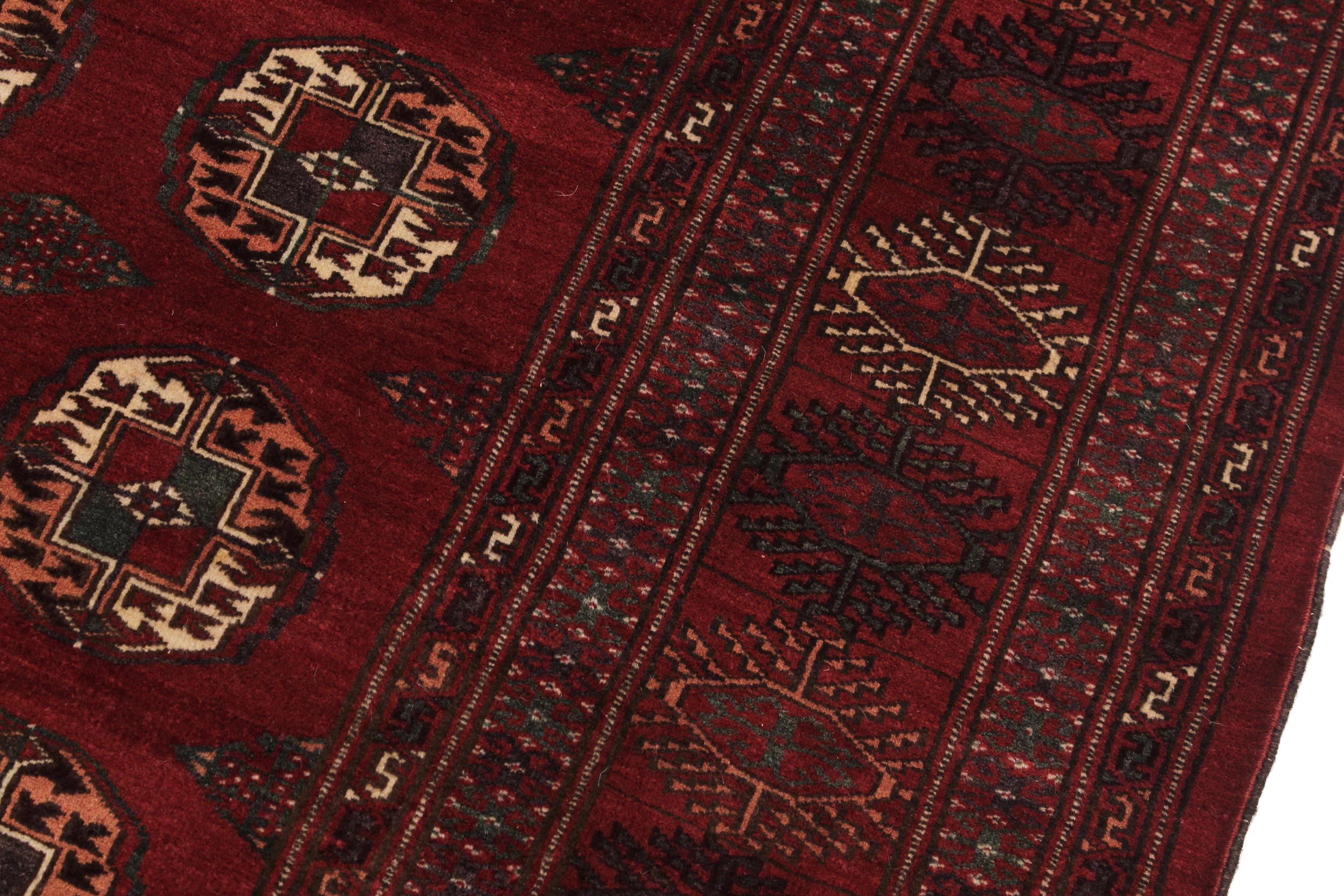 handmade Geometric Antique Red Ivory Hand Knotted RECTANGLE 100% WOOL area rug 7x10