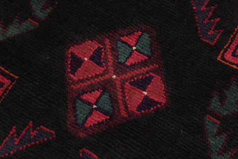 handmade Geometric Balouchi Red Black Hand Knotted RECTANGLE 100% WOOL area rug 7x9