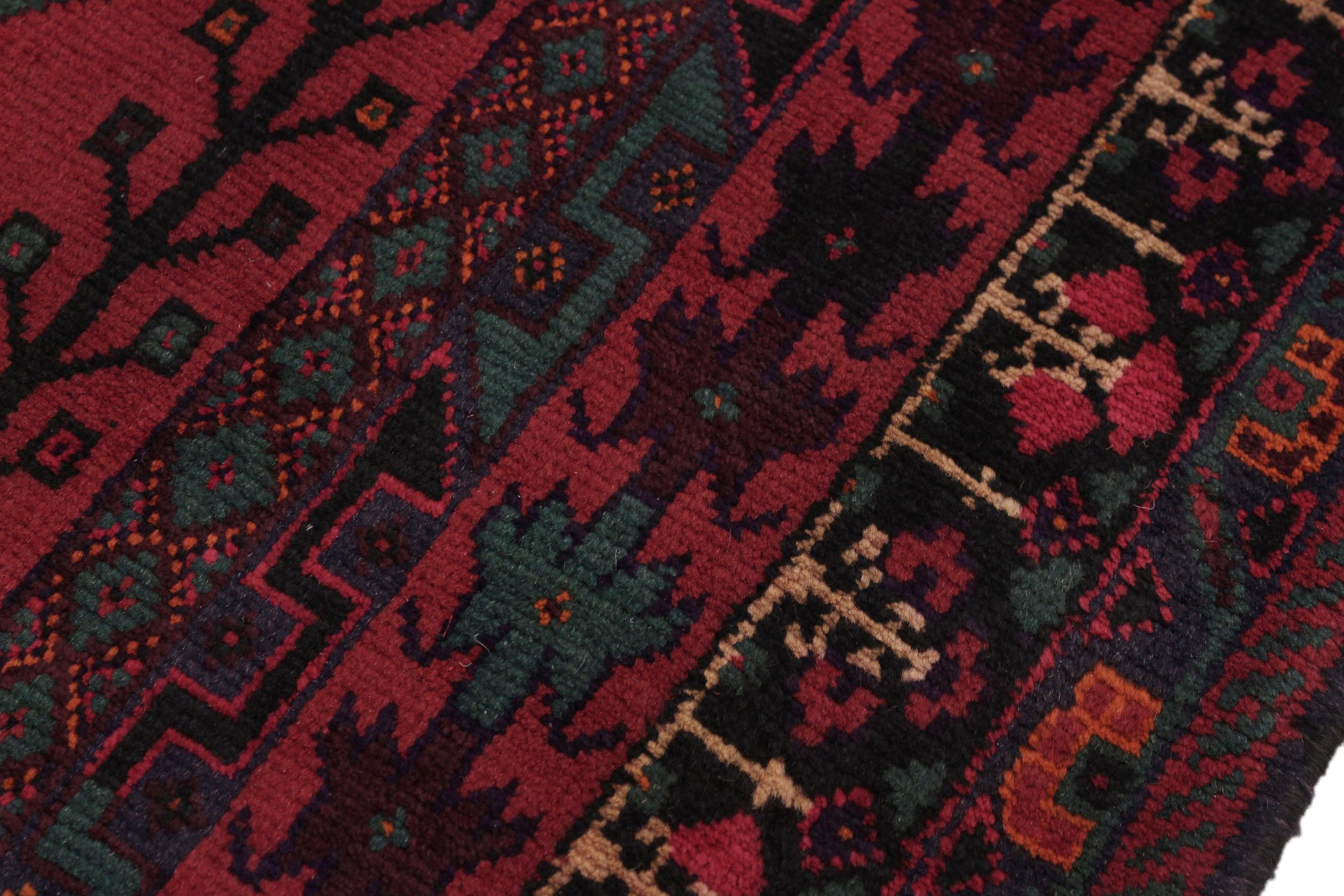 handmade Geometric Balouchi Red Black Hand Knotted RECTANGLE 100% WOOL area rug 7x9