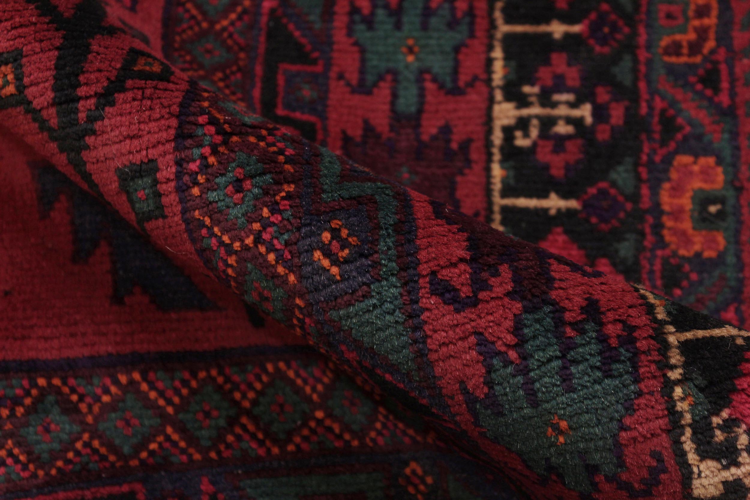 handmade Geometric Balouchi Red Black Hand Knotted RECTANGLE 100% WOOL area rug 7x9