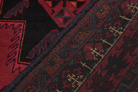 handmade Geometric Balouchi Red Black Hand Knotted RECTANGLE 100% WOOL area rug 7x9