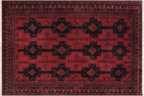 handmade Geometric Balouchi Red Black Hand Knotted RECTANGLE 100% WOOL area rug 7x9