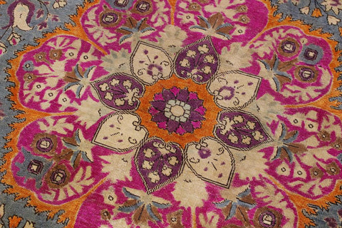 handmade Vintage Hand Painte Gray Purple Hand Knotted RECTANGLE 100% WOOL area rug 9X12