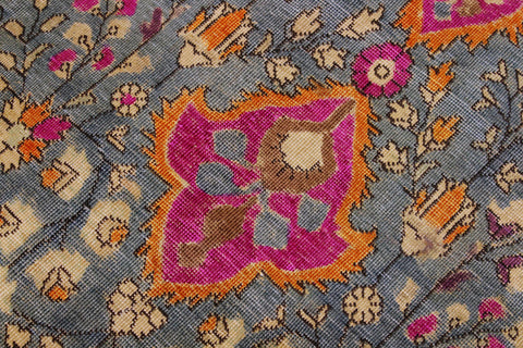 handmade Vintage Hand Painte Gray Purple Hand Knotted RECTANGLE 100% WOOL area rug 9' x 12'