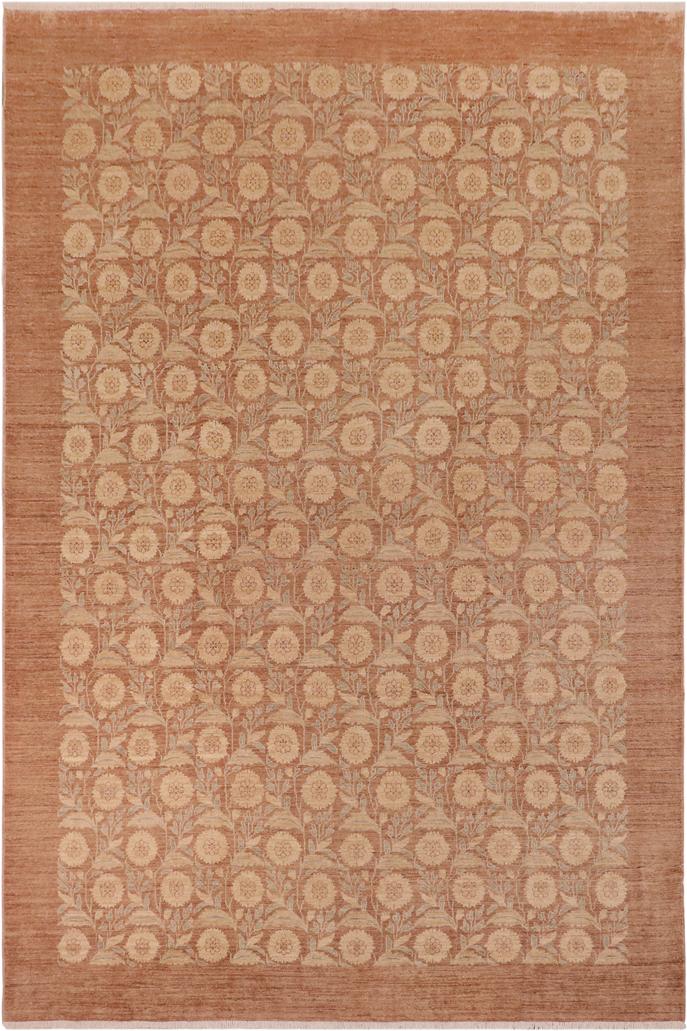 handmade Transitional Kafkaz Brown Tan Hand Knotted RECTANGLE 100% WOOL area rug 10X14