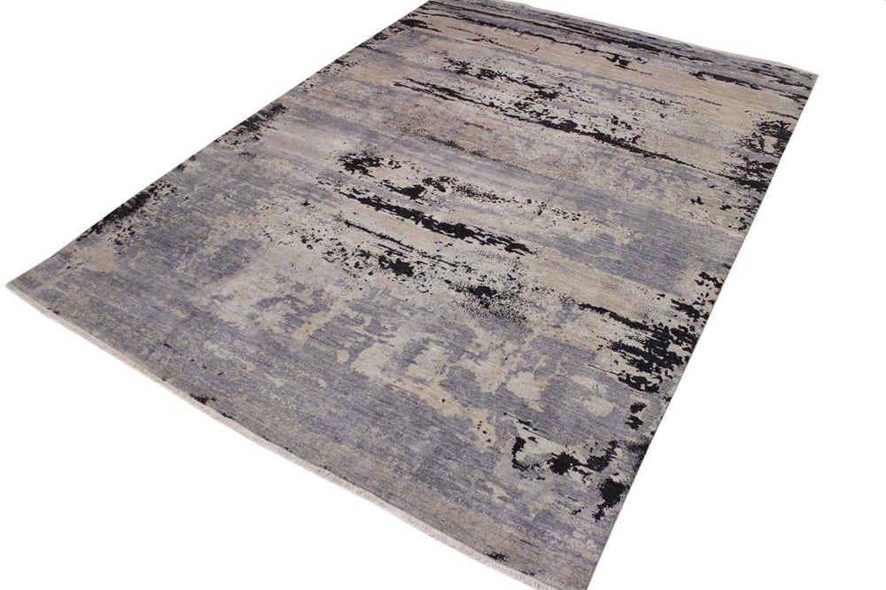 handmade Modern Kafkaz Gray Tan Hand Knotted RECTANGLE 100% WOOL area rug 11X15