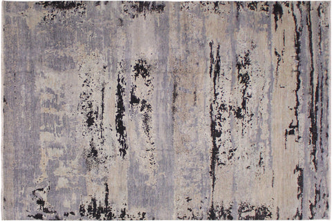 handmade Modern Kafkaz Gray Tan Hand Knotted RECTANGLE 100% WOOL area rug 11' x 15'