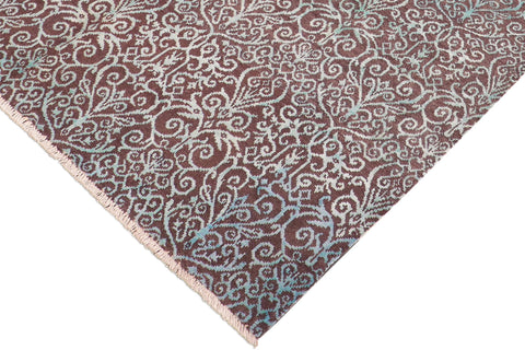 handmade Transitional Kafkaz Brown Green Hand Knotted RECTANGLE WOOL&SILK area rug 8' x 10'