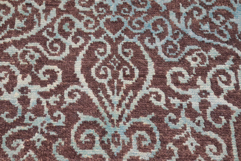 handmade Transitional Kafkaz Brown Green Hand Knotted RECTANGLE WOOL&SILK area rug 8' x 10'