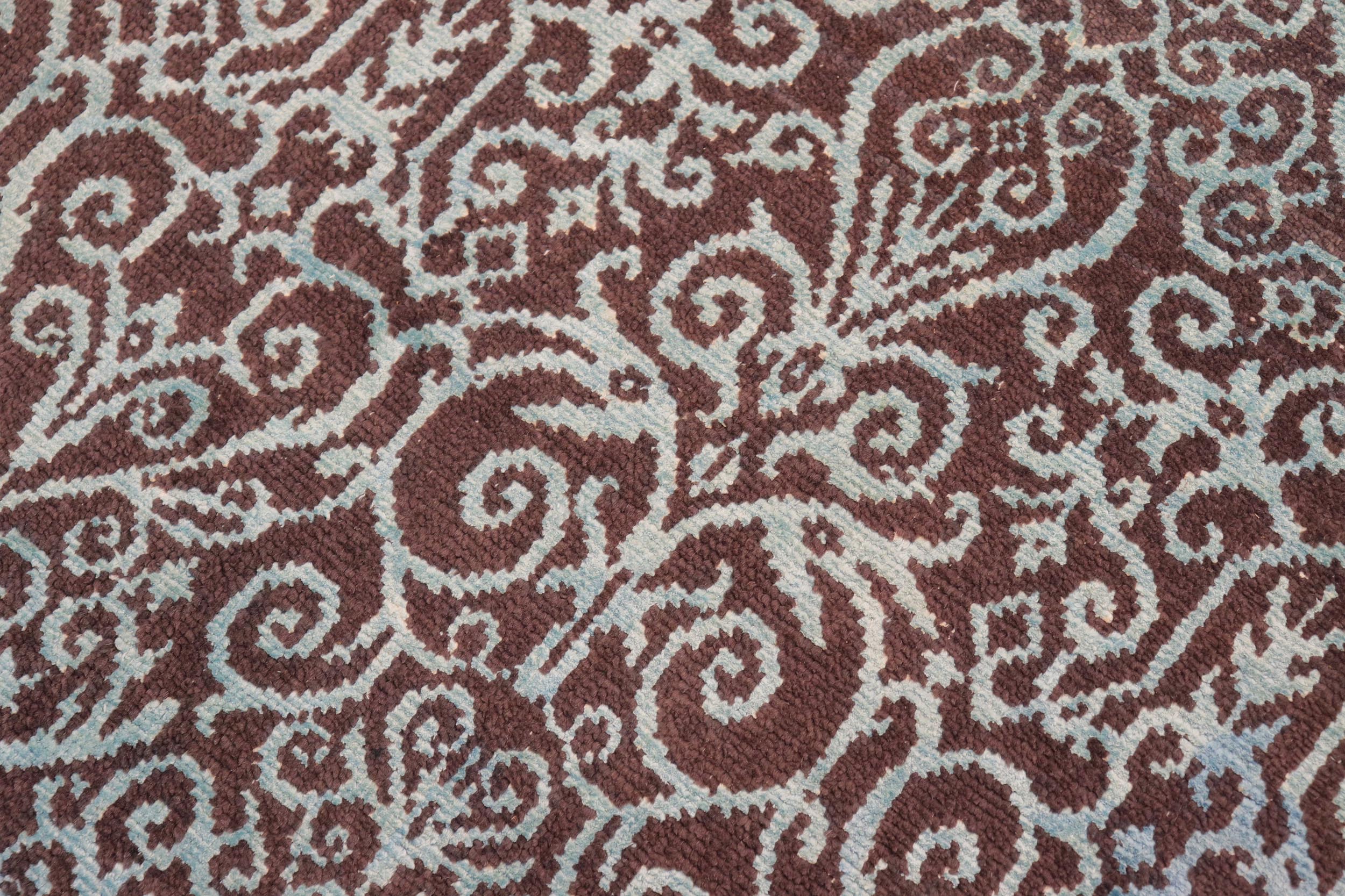 handmade Transitional Kafkaz Brown Green Hand Knotted RECTANGLE WOOL&SILK area rug 8' x 10'