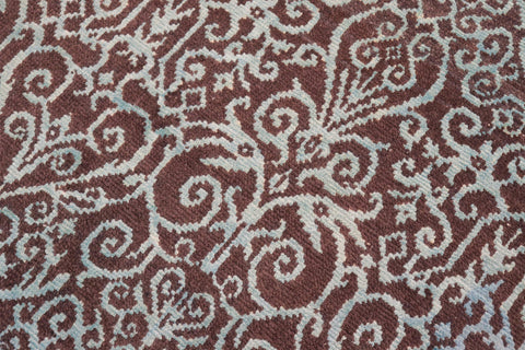 handmade Transitional Kafkaz Brown Green Hand Knotted RECTANGLE WOOL&SILK area rug 8' x 10'