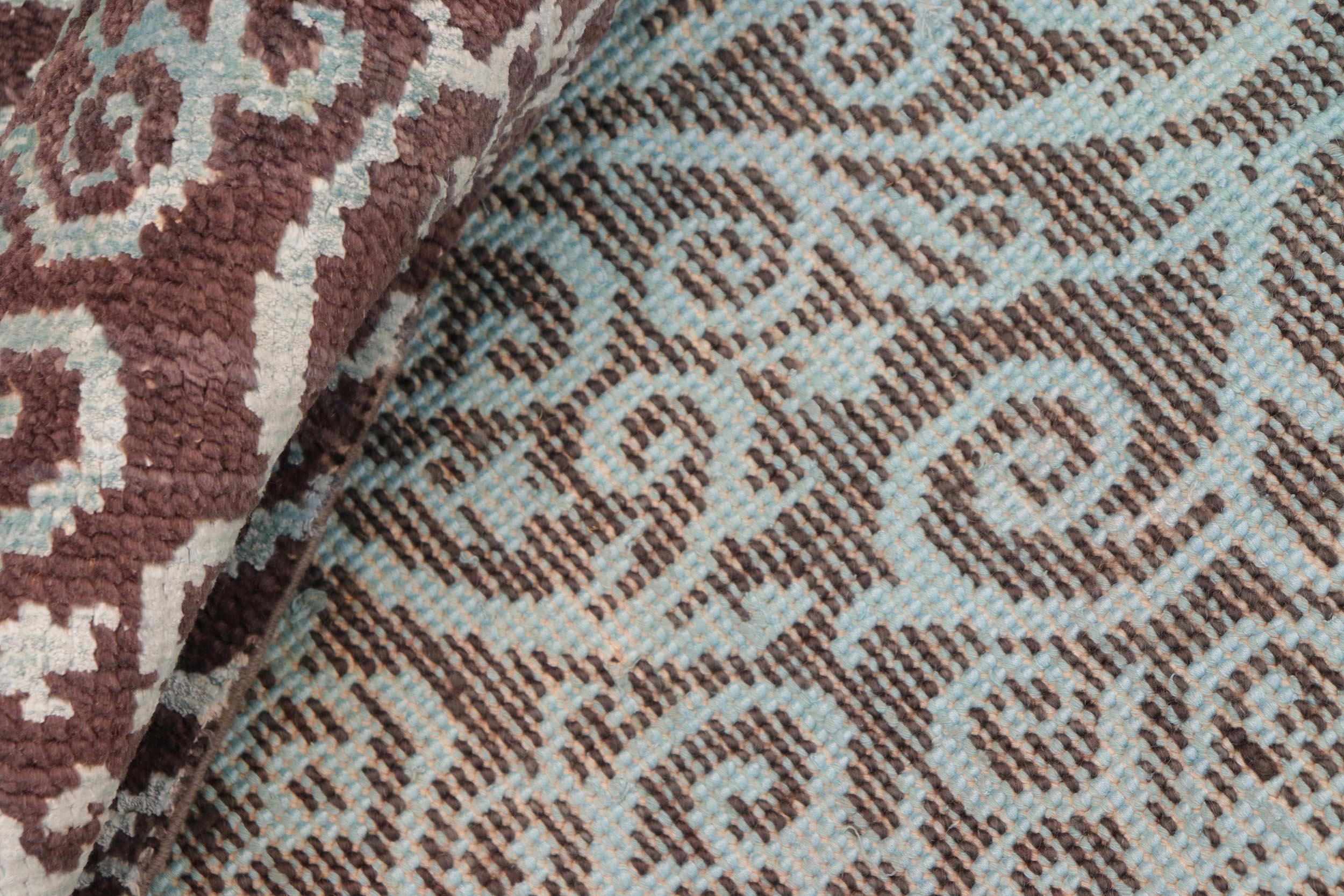 handmade Transitional Kafkaz Brown Green Hand Knotted RECTANGLE WOOL&SILK area rug 8' x 10'