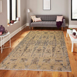 handmade Modern Kafkaz Tan Blue Hand Knotted RECTANGLE WOOL&SILK area rug 10 x 14