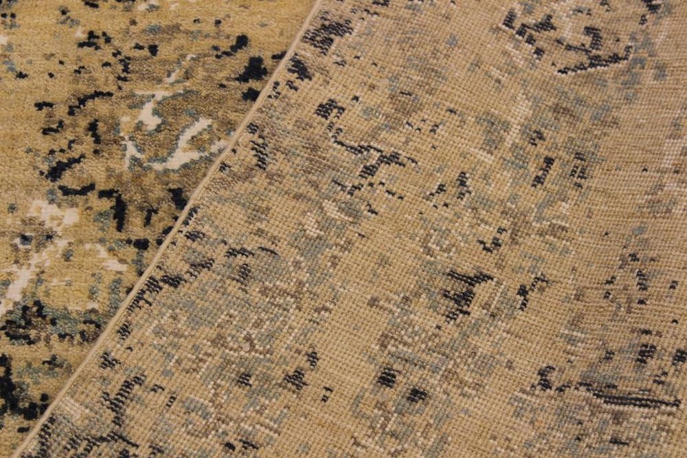 handmade Modern Kafkaz Tan Blue Hand Knotted RECTANGLE WOOL&SILK area rug 10X14